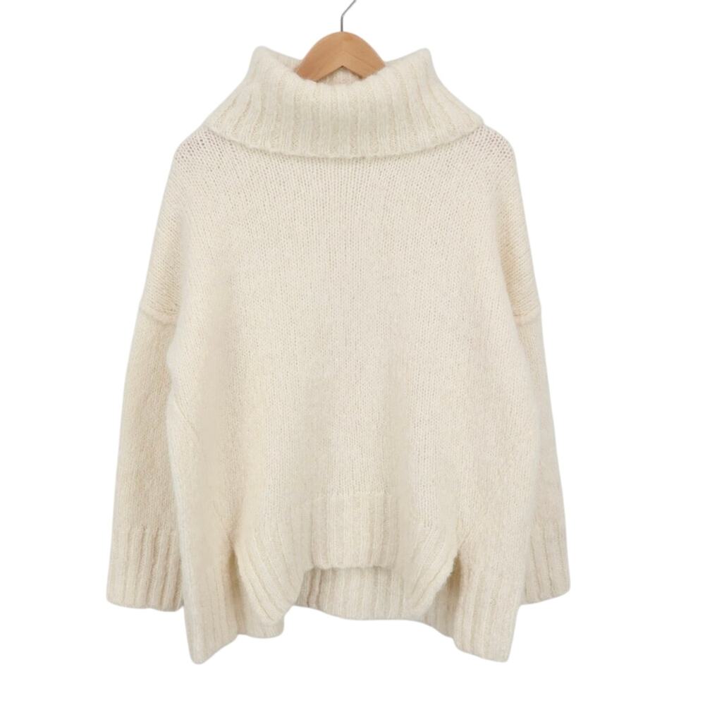 Women's Cream Oversized Turtleneck Sweater